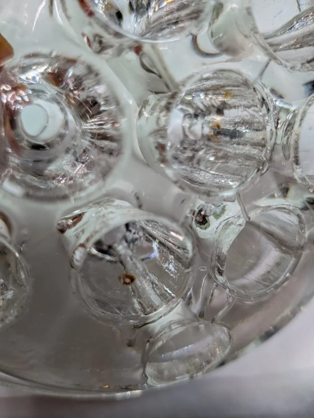 Vintage Glass Flower Frog Lot of 3 Heavy Large STACKING 13-Hole Mixed Color